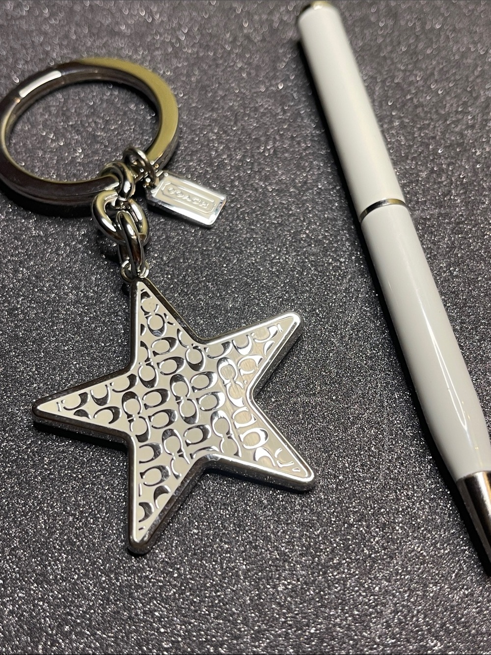 Coach Silver Star Logo Keychain